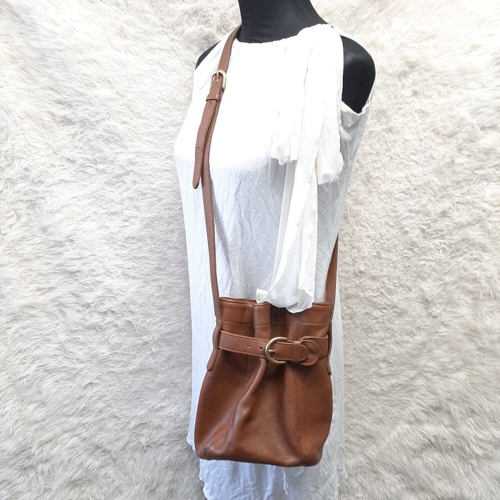 Vintage Coach 9085 Brown Tan Leather Crossbody Soho Belted Bag
